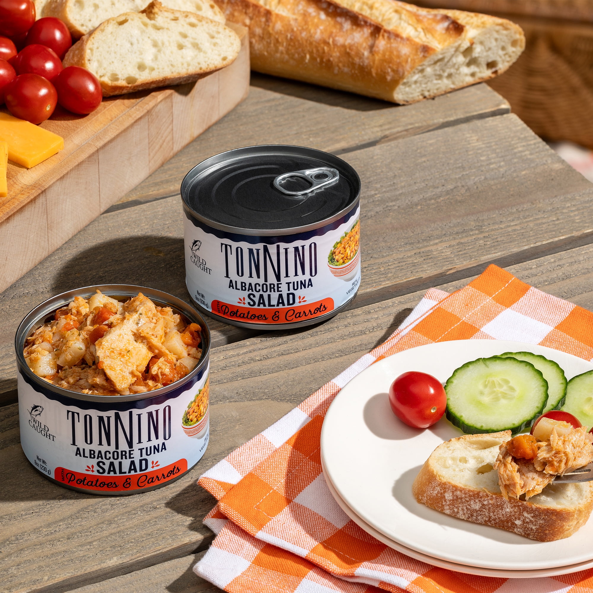 (2 pack) Tonnino Premium Albacore Tuna Salad with Potatoes and Carrots, 8 oz Can, Wild Caught, Gluten-Free, Ready to Eat
