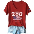 thumbnail image 3 of 250th Anniversary USA Shirt for Women Fashion Casual Printed Short Sleeved Round Neck T Shirt Top Summer Tee Tops XXL, 3 of 3