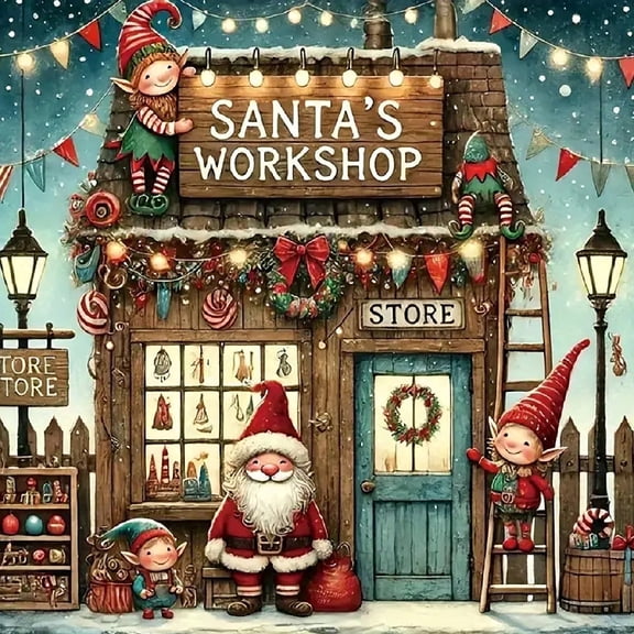 Diamond Art Painting Kits for Adults,Santa's Workshop 5D Diamond Painting Dots Art Kits for Adults Beginner, DIY Full Round Gem Crystal Art Paint by Diamond, Home Wall Decor 14x 14 in