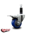 thumbnail image 2 of 3 Inch Blue Poly Swivel 1-1/8 Inch Expanding Stem Caster Total Lock Brake SCC, 2 of 2