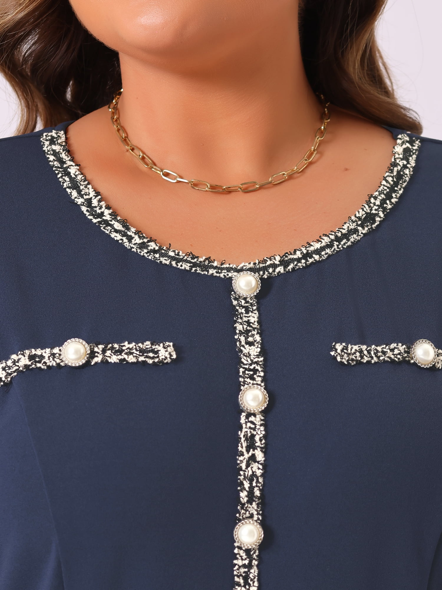 DARING DIVA Plus Size Crew Neck 3/4 Sleeve Vintage Cocktail Dress 1X Dark Blue