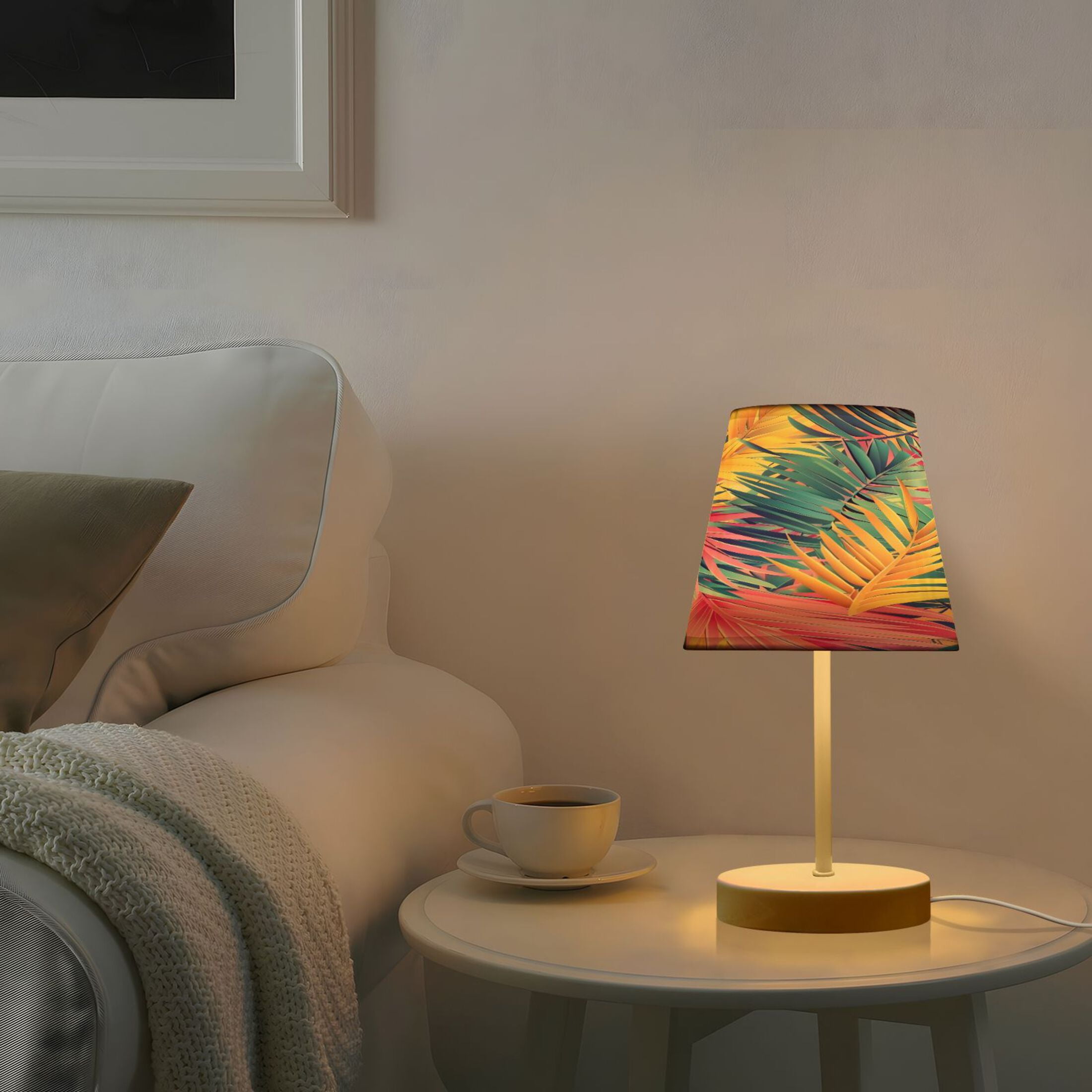 Colorful Tropical Palm Leaves Desk Lamp LED Table Nightstand Lamps with 3 Color Temperatures for Home Bedroom Living Room Decor 8x12