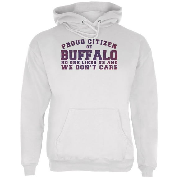 Proud No One Likes Buffalo White Adult Hoodie - Small