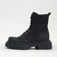 thumbnail image 4 of Sam Edelman Olympia Black Chunky Lug Sole Lace Up Rounded Toe Ankle Combat Boots (Black, 7), 4 of 6