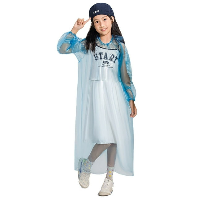 Poncho Imperméable Épais Uni à Boutons pour Garçons et Filles, Printemps, Été et Automne, Ponchos de Pluie, Taille : 4-12 Ans