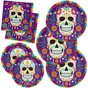 Day of the Dead Party Supplies Kit Serve 50, Includes Sugar Skull Dinner Plates, Dessert Plates, Napkins,Dia De Los Muertos Party Decorations$$Home Decor, Kitchen, & Other