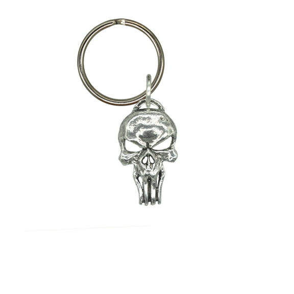 3D Skull The Punisher Keychain, G126KC, 1 1/4 inch, Metal, Death, Pewter, Key Fob, Key Ring, Keys, Zipper Pull, Luggage Tag, Backpack, Over 300 Keychain Designs, Handmade in the USA