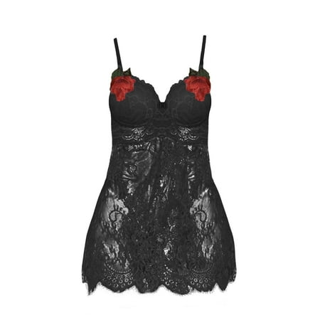 Midwennn New Embroidered Mesh Lace Hollow Out Backless Nightdress Pajamas Sexy Long Robes for Women Lingerie Gown Thigh High Stockings for Women Lingerie