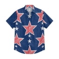 thumbnail image 5 of Men's Glitter Star & Stripe American Flag Hawaiian Shirt - 4-Way Stretch Short Sleeve Patriotic Button Down Red 3XL, 5 of 6