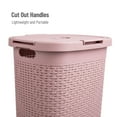 thumbnail image 4 of Mind Reader 60L Slim Laundry Hamper, Clothes Basket, Lid, Wicker Style, Plastic, 17.65"L x 13.75"W x 24.15"H, Set of 2, Pink, 4 of 8