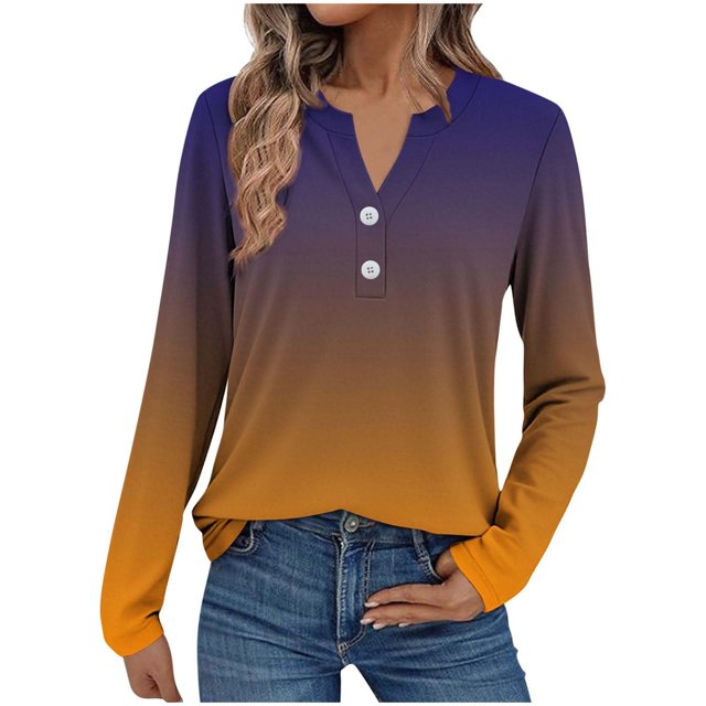 T-Shirt à Manches Longues pour Femmes Liquidation Femmes Chemises Mixtes Femmes Mode Décontractée Hauts à Boutons à Manches Longues Chemises Blouses Hauts