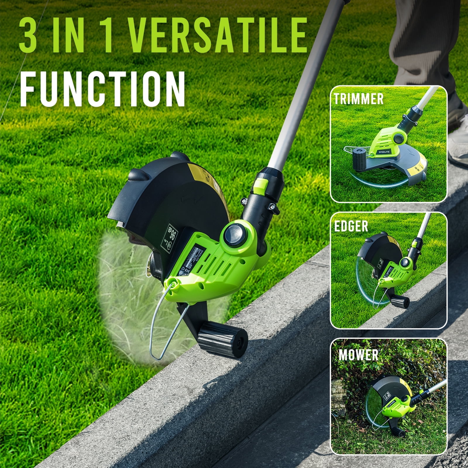 Steelite 12-inch 21V Cordless String Trimmer, Battery Powered Weed Wacker & Lightweight Grass Trimmer with 2 x 2.0Ah Batteries and Charger, Electric Grass Cutter for Lawn Care and Edging