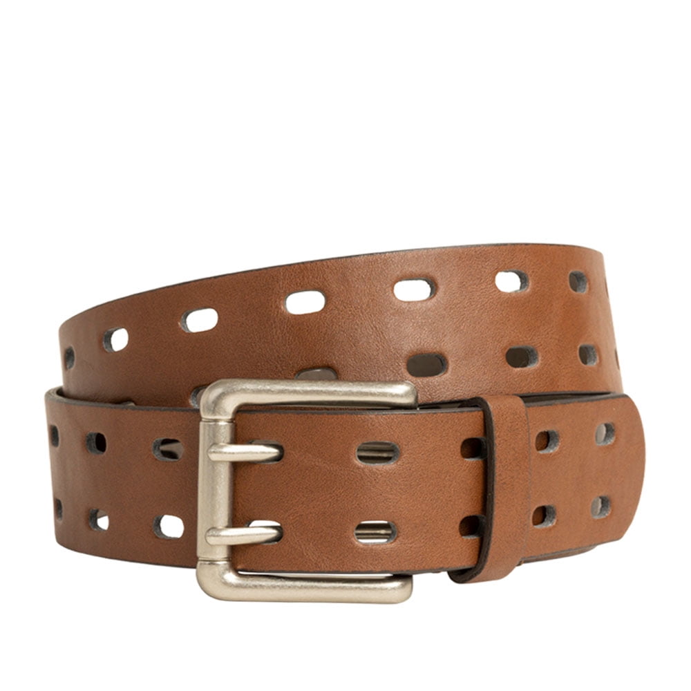 Time and Tru Women's Double Prong Perforated Belt, Tan