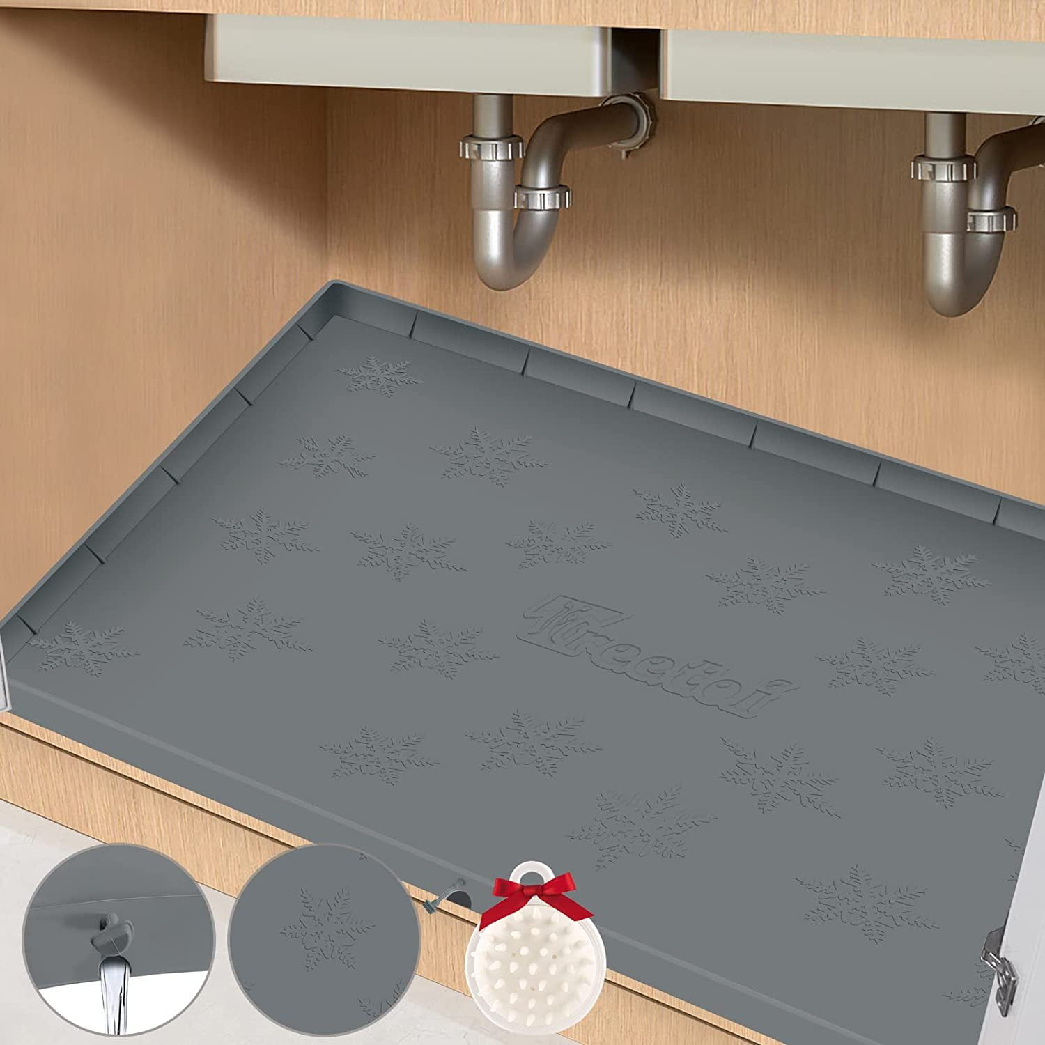 Under Sink Mat for Kitchen Waterproof 34 by 22 Inch Reusable Silicone
