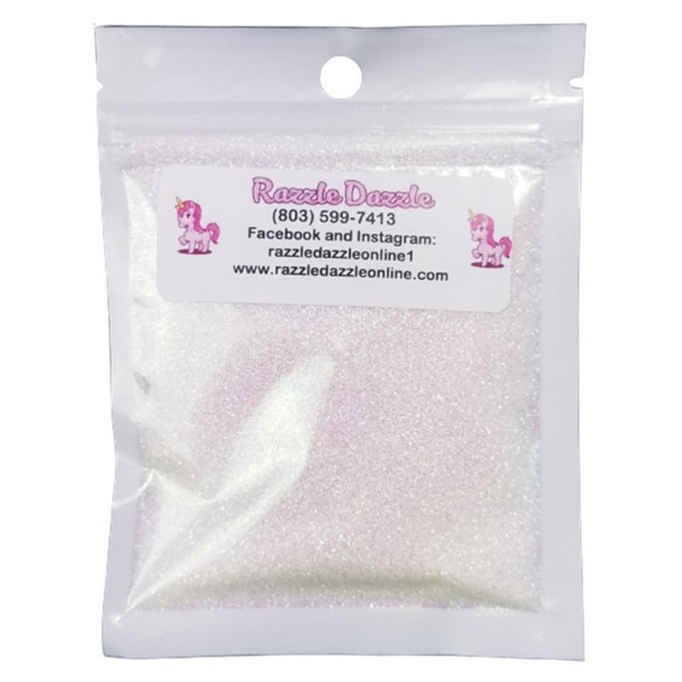 Razzle Dazzle Snow Glitter White with Hints Of Iridescent Pink Shimmer. Cut  Size - Ultra Fine Cut (1/128), 2 Oz