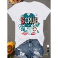 thumbnail image 1 of Women's Scrub Life Graphic T-Shirt - Soft Short Sleeve, Casual Medical Design with Stethoscope & Nurse Cap Print, Black Comfort Fit for Healthcare Professionals, Scrub Tops for Nurses, 1 of 6
