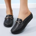 thumbnail image 3 of Rokment Mules Dressy Slippers for Women Ladies Trendy Casual Buckles Leather Closed Toe Sandals Comfortable Walking Slip on Backless Loafers Summer Fall Black Size 6.5, 3 of 5