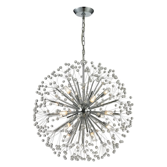 Atlas Lighting and Home 16-Light Starburst Polished Chrome Ceiling Chandelier - 30"