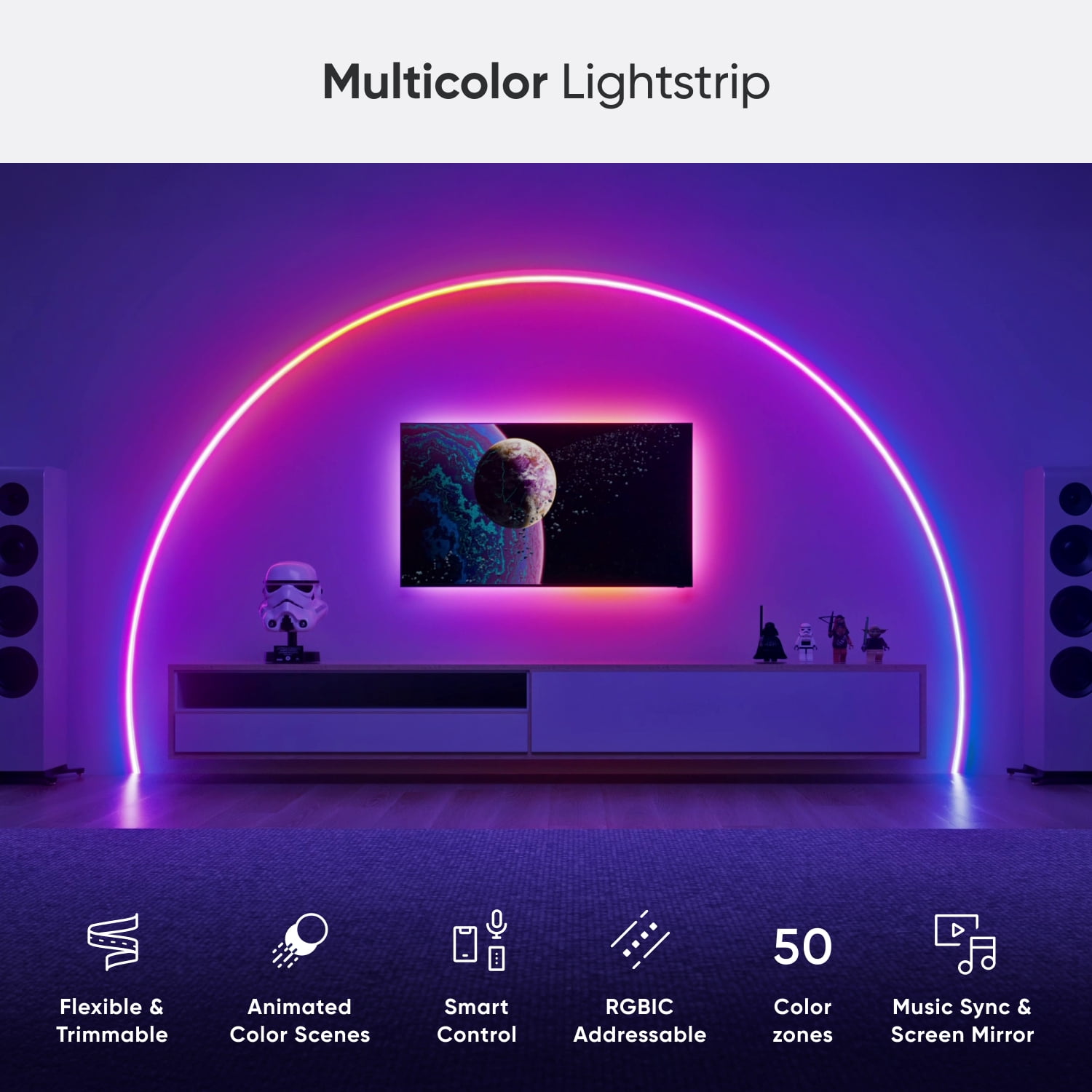 Nanoleaf Essentials Matter LED Light Strip, RGBW, 16.4 ft (1 Piece Strip Unit), Indoor Use