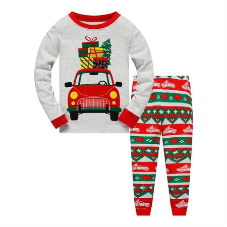 

Little Boys Girls Christmas Pajama Set for Toddle Clothes Car Planet 100% Cotton Pjs Kids Sleepwear 3-10T Car-6284-3T