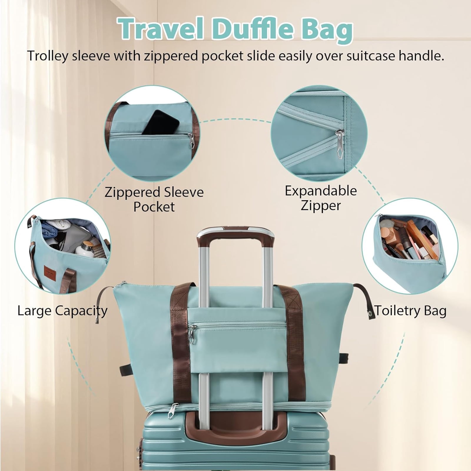 Luggage Sets 3 Piece Lightweight Hardside Rugged Travel Suitcase with Wheels, 22” x 14” x 9” Airline Approved, TSA Lock, Blue