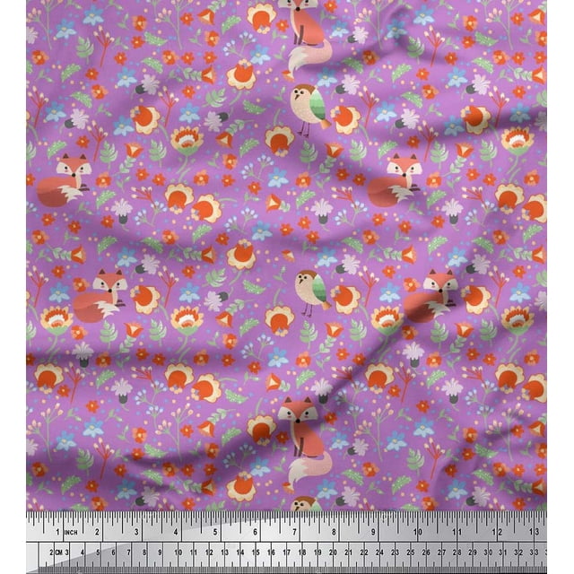 Soimoi Modal Satin Fabric Vegetable,Burger & Pizza Food Print Sewing Fabric Yard 42 Inch Wide