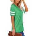 thumbnail image 5 of KISSMODA Womens Plus Size Basic Tunic Blouses Striped V Neck T-shirt Short Sleeve Summer Tops for Women, 5 of 7