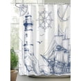 thumbnail image 2 of Blue Nautical Boat Shower Curtain, Classic Ocean Lighthouse Bathroom Decor Curtains Set with Hooks, Sailing Anchor Waterproof Fabric Home Accessories， 60 X 72 Inch Long, 2 of 6