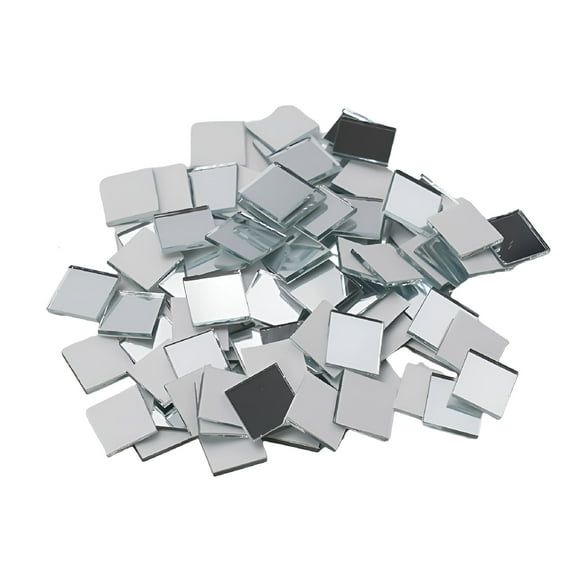 SELIVO 100Pcs Glass Mirror Mosaic Tiles Bulk Small Square Shape Diy Craft Handcrafted Accessories Home Wall Artwork Decoration Supplies-Silver