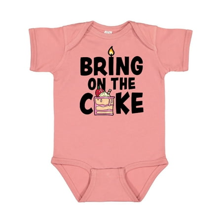 

Inktastic Bring on The Cake with Cake Slice Replacing A Gift Baby Boy or Baby Girl Bodysuit