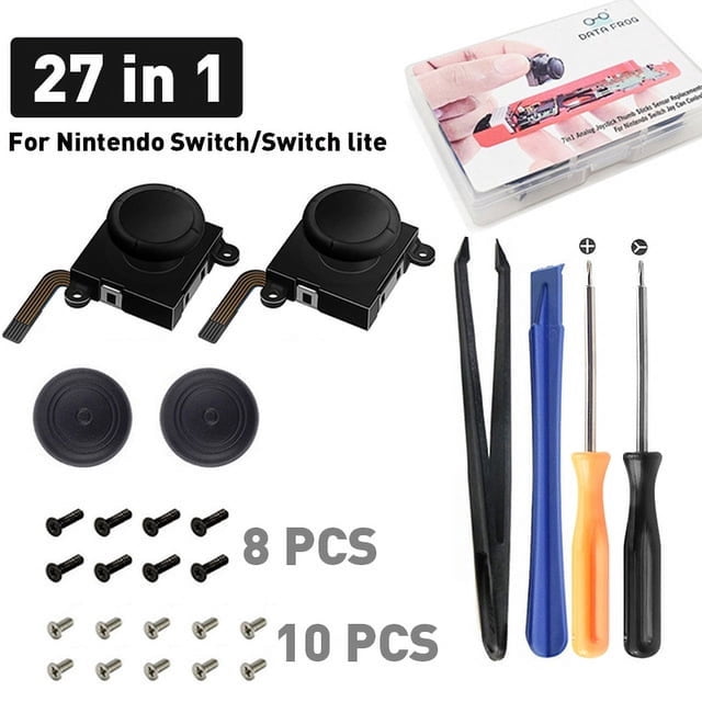 Lot de 2 Remplacements de Joystick Joycon, Joystick Analogique de Remplacement pour Manette Switch Joy-Con & Switch Lite, Joystick Analogique Gauche/droite avec Grips de Joystick et Vis