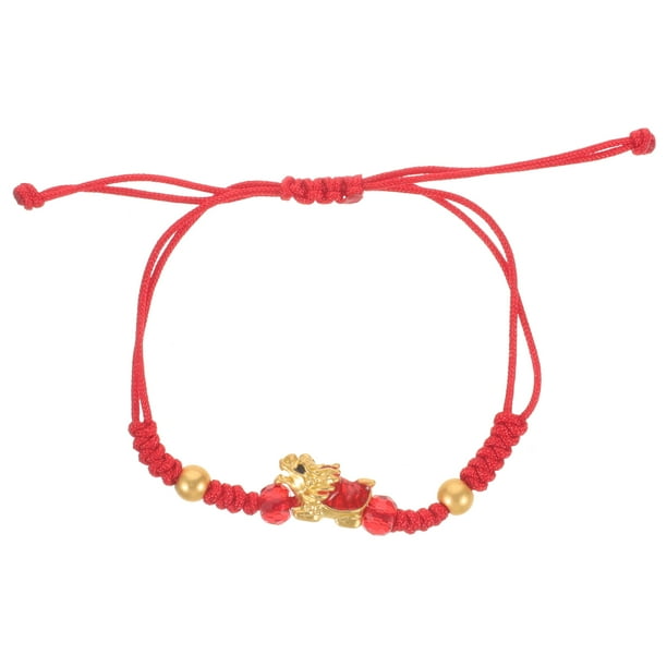 KAKOWELY Pulsera ajustable de hilo rojo con dije de dragón del zodíaco chino, pulsera de cuerda trenzada