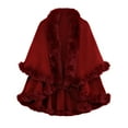 thumbnail image 2 of WonderWiz Renaissance Cape Coat for Women Faux Fur Trim Layers Medieval Poncho Cloak Wine One Size, 2 of 3