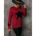 thumbnail image 3 of Sweaters for Women Long Sleeve Crewneck Pullover Sweaters with Bust and Cuffs Stars Patchwork Jumper Tops Shermie, 3 of 6