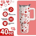 thumbnail image 4 of Valentine''s Day Tumbler Gifts for Women Girls, Red Hearts Stainless Steel Insulated Travel Coffee Cup, 40 Oz Tumblers with Handle and Straw, Anniversary Wedding Water Bottle (1 PC), 4 of 6