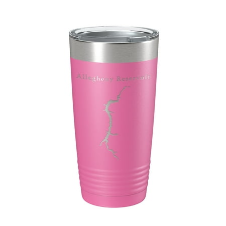 

Allegheny Reservoir Tumbler Lake Map Travel Mug Insulated Laser Engraved Coffee Cup New York Pennsylvania 20 oz Pink