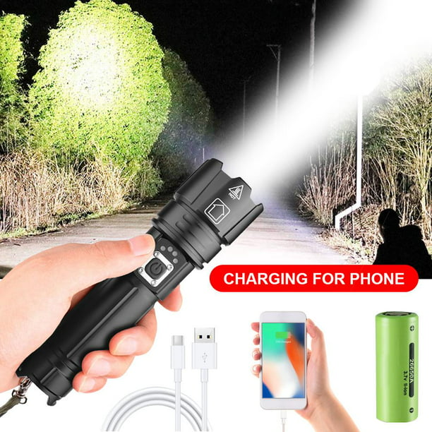 Powerful Flashlight 10000 Lumens,USB Rechargeable XHP70.2 Flashlights High  Lumens LED Torch Powerful Tactical Flashlight 5 Modes, Zoomable with Power  