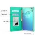 thumbnail image 3 of for 6.1" Samsung Galaxy S10 LITE Luxury Infolio Hybrid Grip and Anti-Slip Dust and Debris Protection Shock Absorption Foldable Kickstand Landscape Mode Leather Strap Card Slot Wallet Case [TealWhite], 3 of 4
