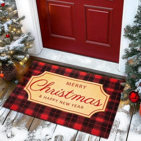 Christmas Doormat, Outdoor & Indoor Merry Christmas Door Mat Outside Holiday Door Mats for Front Door Entrances, 18"x30", Dark Green