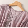 thumbnail image 6 of Floral Embroidered Cotton Linen Shirts for Women Summer 3/4 Sleeve Gauze Boho Tops Ladies Dressy Casual Loose Blouses Pink M, 6 of 6