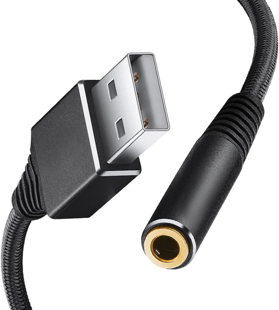 USB to Audio Jack Adapter, 3.5mm Jack Audio Cable Adapter TRRS 4Pole