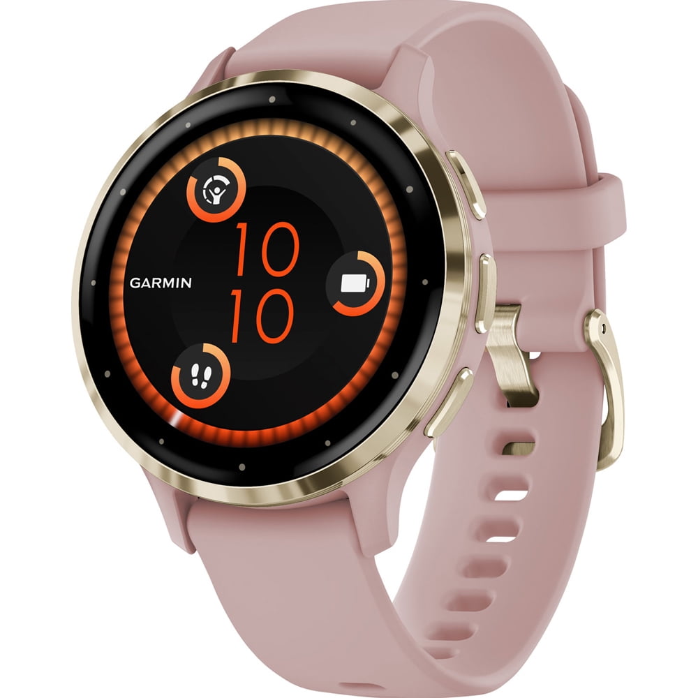 Restored Garmin Venu 3S Fitness GPS Smartwatch Gold Bezel w/ Rose Case (41mm) Refurbished