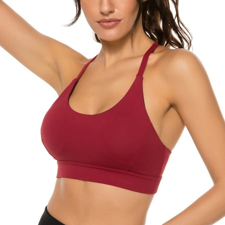 

AIJIA Sports Bra for Women Seamless Sling Bra Yoga Workout Fitness Bra Wine Red - L