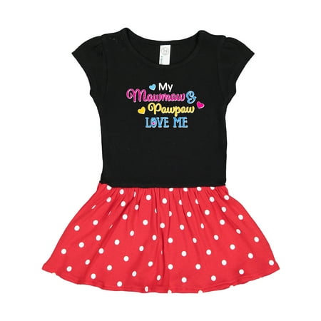 

Inktastic My Mawmaw and Pawpaw Love Me with Hearts Gift Toddler Girl Dress