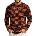 thumbnail image 3 of GrmtClth Shirts for Men Halloween All Over Sleeve Printed Raglan Pumpkin Ghost Witch Spooky Adult Costume Tops Dark Gray 3XL, 3 of 5
