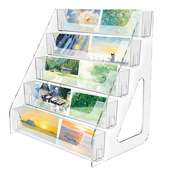 Threns 5 Tiers Bookmark Display Stand for Vendor Clear Acrylic Sticker Holder for Craft Market Retail Counter Home Studio Flash Store