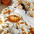 thumbnail image 4 of Castle Fairy Botanical Pumpkin 7 Pieces Bedding Comforter Set for Teens,Chic Flower Full Bedding Set Lightweight,Thanksgiving Day Fitted Sheet Flat Sheet,Ultra Soft Home Decor, 4 of 8