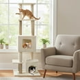 thumbnail image 2 of Costway 64" Tall Cat Tree with 2 Large Condos, Jute Scratching Posts, Plush Top Perch Beige, 2 of 9