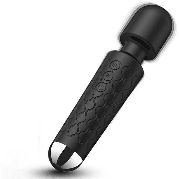 Rulwuck 20 Modes Handheld Cordless Wand Neck, Back & Shoulders Personal Massager w/ Charging Cable & Instruction Manual, Black