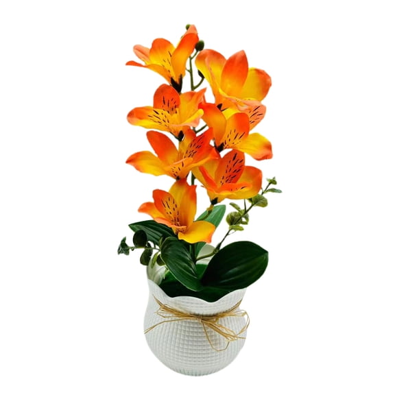 Artificial Potted Magnolia Flower (7 Head) - Faux Floral Plants for Home Office Living Room Table Centerpiece, Wedding Decoration